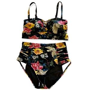 Torrid black floral high waisted bikini swim torrid size 0